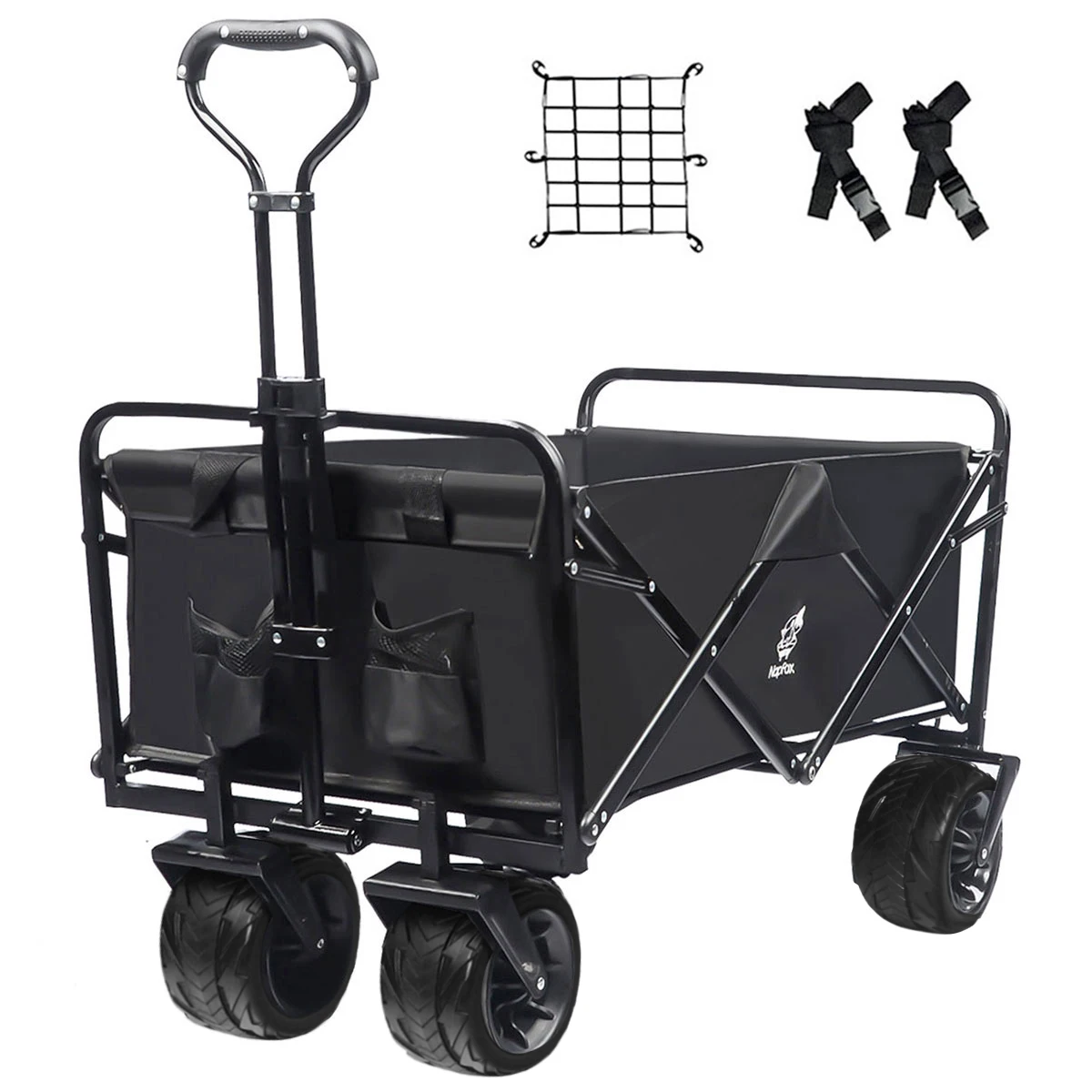 

Collapsible Heavy Duty Beach Wagon Cart Outdoor Folding Utility Camping Garden Beach Cart with Adjustable Handle Shopping