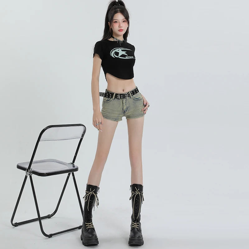 Summer Women Denim Shorts Lady Low Waist American Y2K Elastic Slim Fit Hot Pants Korea Female Sexy Fashion Hip Wrapping Jeans