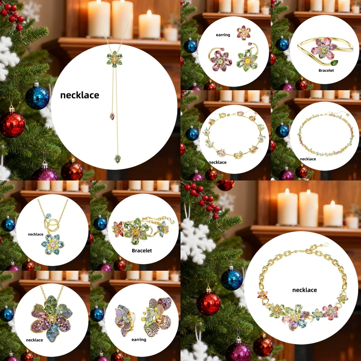 Ensemble de bijoux série plante 2025, Simple, léger, luxe, Imitation cristal, fleur, collier, boucles d'oreilles, bague, Bracelet, bijoux de luxe, cadeau