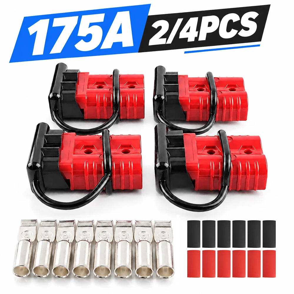 2/4Pcs 175A Battery Quick Connect Disconnect Plug 1/0 AWG High Current Cable Connector Kit with Protective Soft Dust Cover