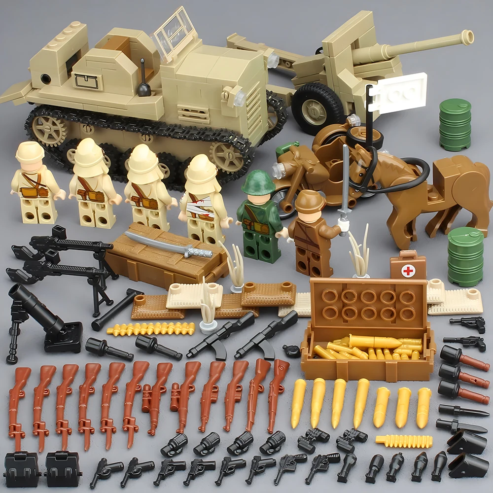WOII Soldaat Japans Leger Militaire Wapens Speelgoedmodel WO2 M25 Zwaar Gepantserd Voertuig Rupsvoertuig Strijd Tank Bouwstenen Speelgoed