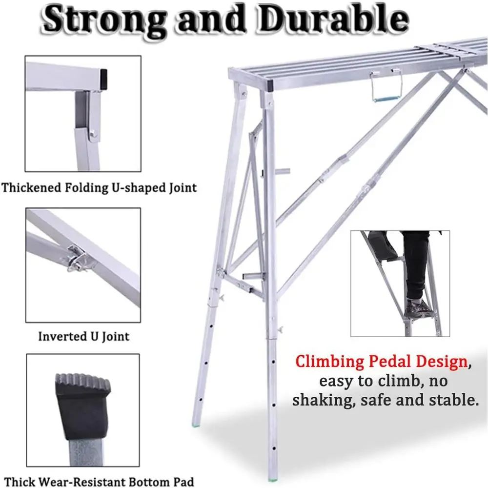 Adjustable 5-Gear Folding Ladder - Multi-Height Workbench for Home, Vehicle Cleaning, and Maintenance