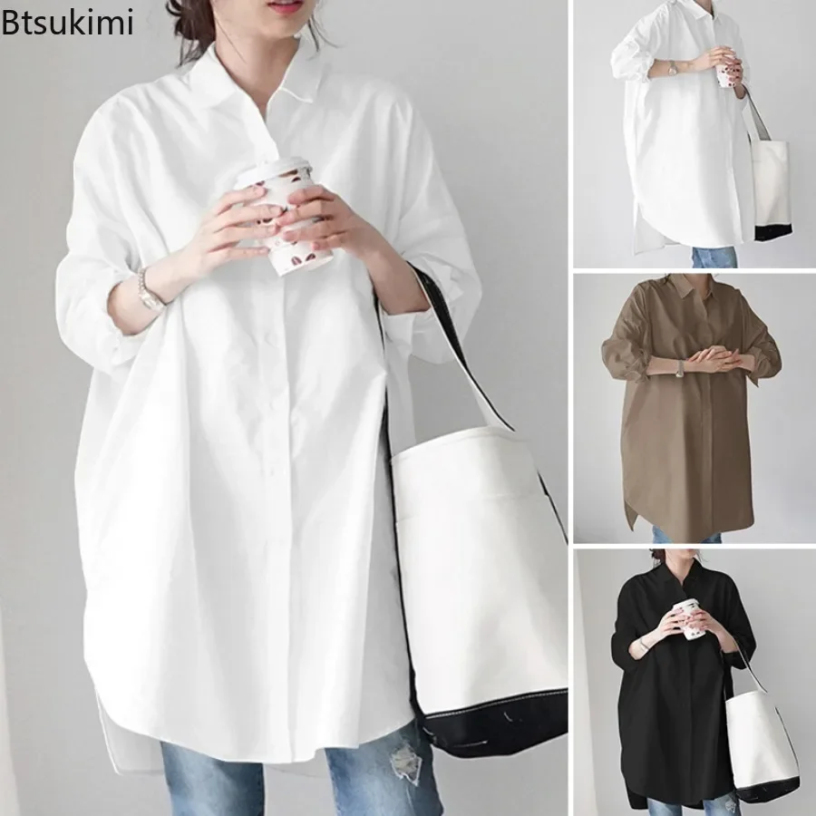 

Spring New Women's Elegant Long Sleeve Blouse Solid Cardigan Fashion Single-breasted Irregular Shirt Loose Casual Tops for Women