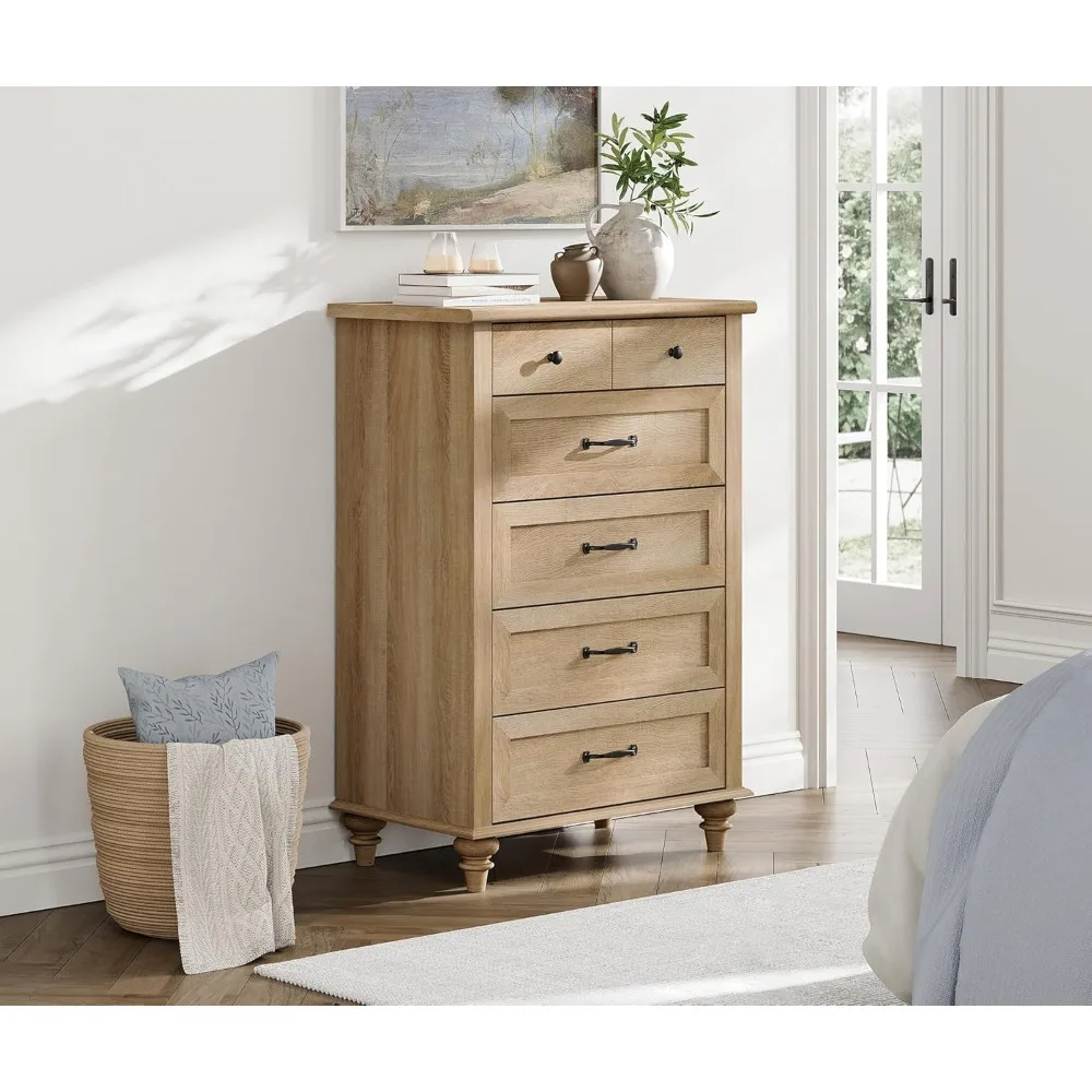 طقم خزانة غرفة نوم من خشب البلوط مكون من 10 أدراج مع صندوق عريض ومنظم خزانة خشبية #4