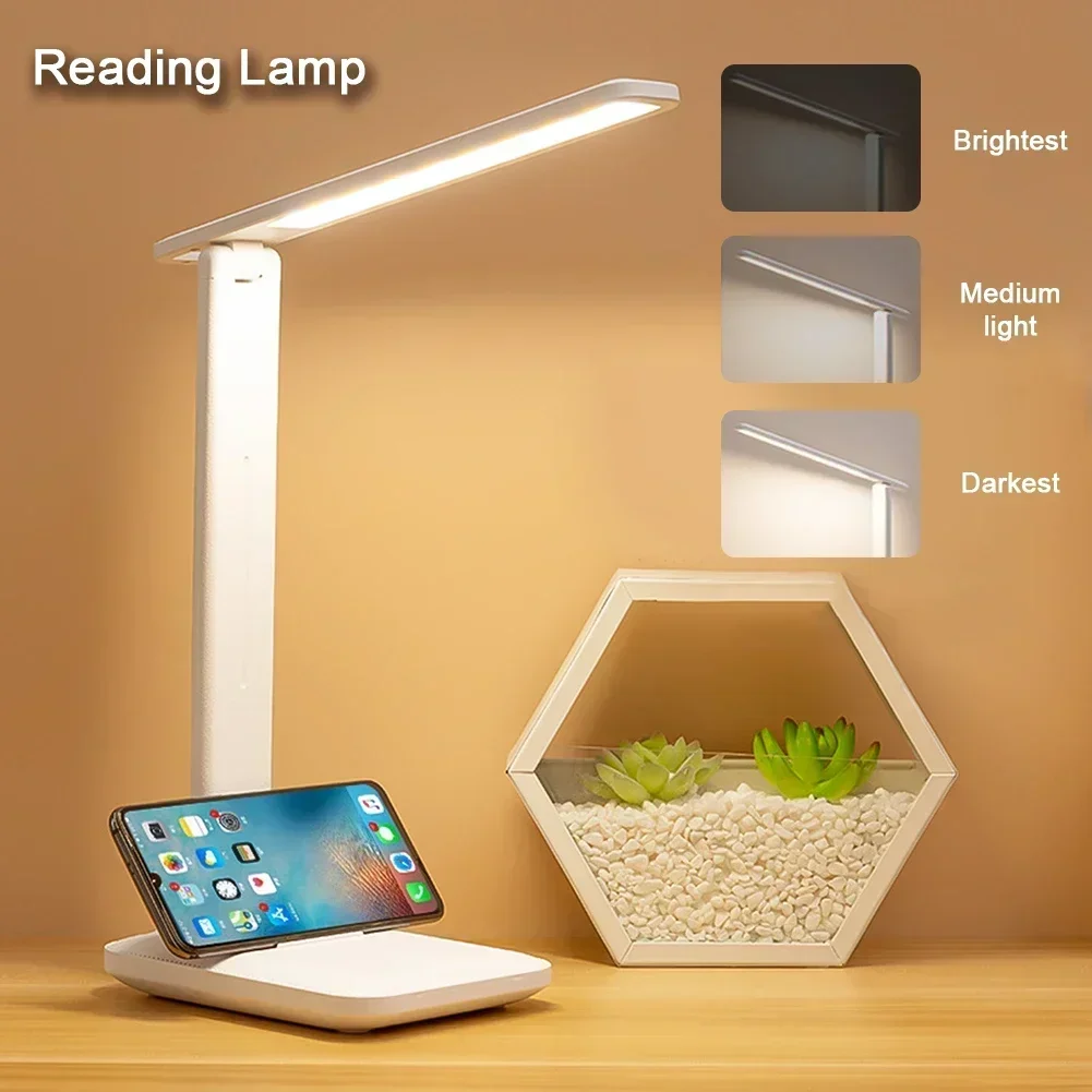 Folding Table Lamp Eye Protection 3 Color Dimmable Touch LED Lamp 360° Flexible Desk Light Bedside Reading Lamp USB Rechargeable