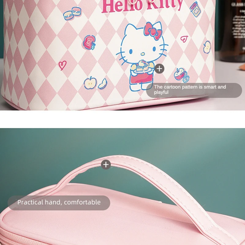 Sanrio Hellokitty Kuromi Travel Makeup Bag Cartoon Handbag Kawaii Storage Bag Pu Leather Portable Handheld Storage Bag Wash bag