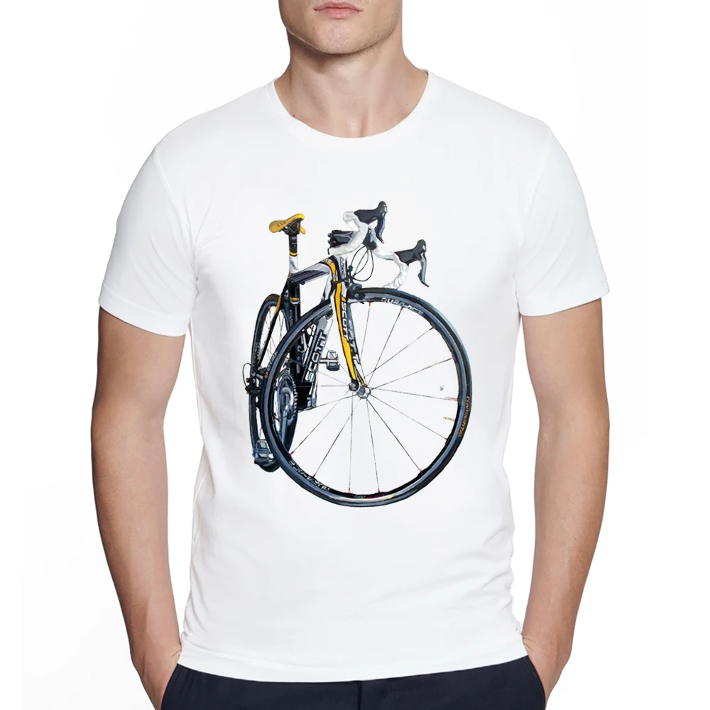 Men's Creative cycling lovers Print T SHIRT Biker watercolor Painting artist Shirt Hipster O-neck Design Top Cool streetwear Tee