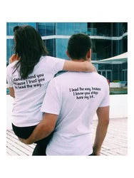 Matching Couples Shirts I Lead The Way I Stand Behind You Cute Tees Anniversary Gift Idea TShirt Set for Newlyweds or Lovebirds