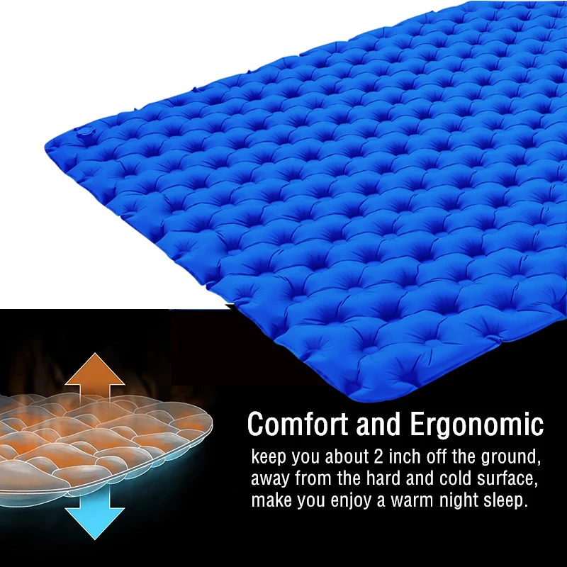 Туристический спальный коврик с подушкой, легкий надувной матрас, водонепроницаемая подстилка, толстый, с надувным мешком, для 2 человек