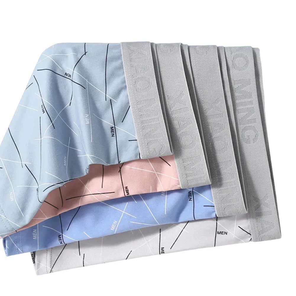 4 قطعة الرجال رقيقة الملابس الداخلية مخطط التنفس منتصف الخصر الملاكمين ملابس داخلية جيدة التهوية مريحة السروال ملابس خاصة سراويل جذع 2025