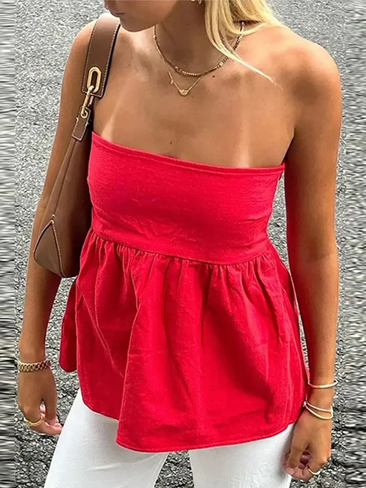 Strapless Top Women Sexy Off Shoulder Solid Tube Tops Female 2024 Summer High Street Sleeveless Fashion Slim Streetwears Lady