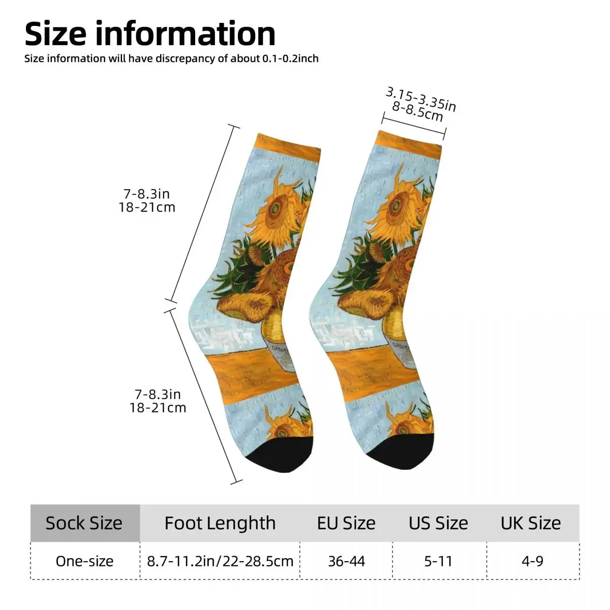 Van Gogh Stockings Unisex Men sunflower Socks Comfortable Vintage Socks Spring Running Non-Slip Pattern Socks Birthday Present