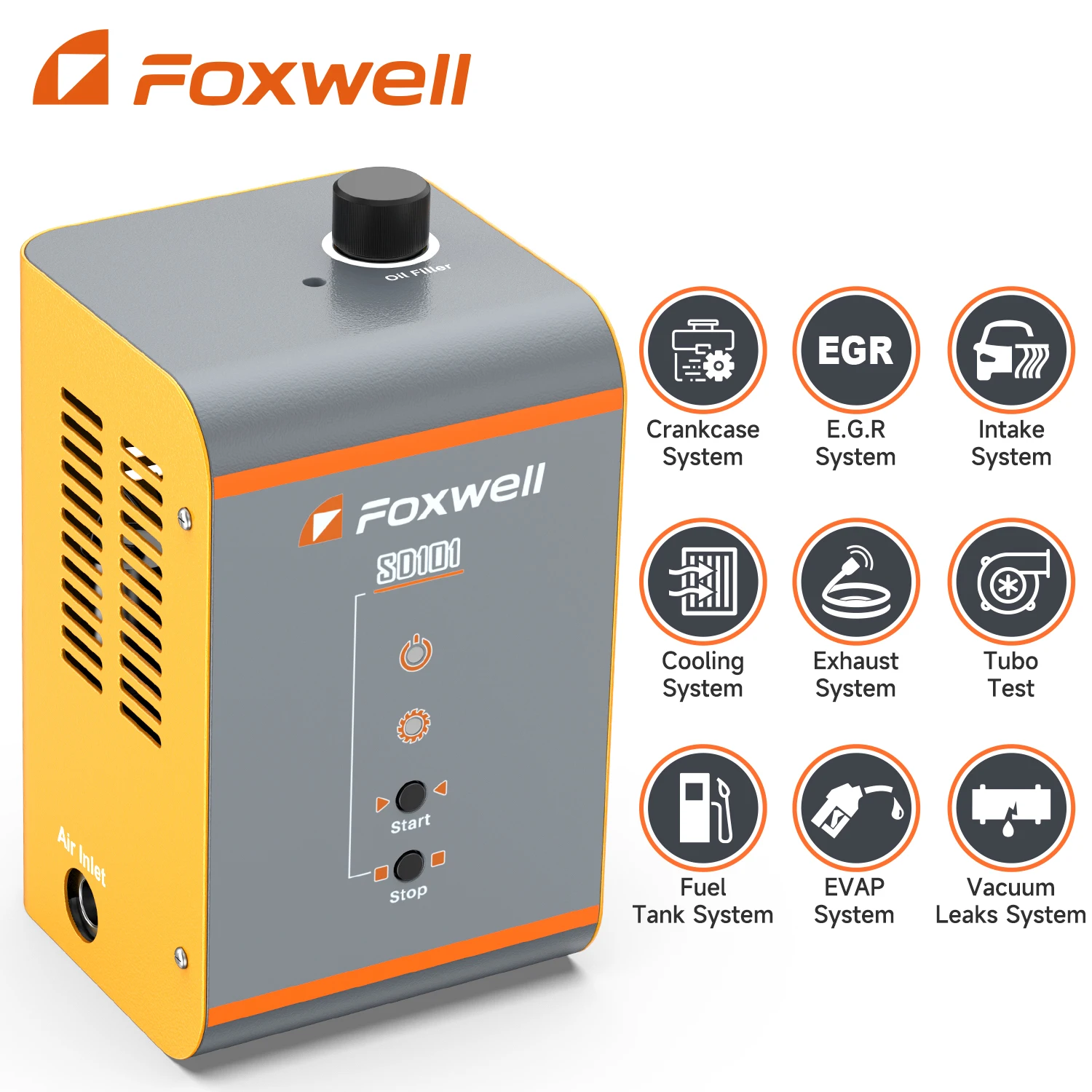 FOXWELL SD101 12V Car Smoke Leak EVAP System Leakage Analyzer Tester Machine Gas Oil Pipe Smoke Generator Auto Diagnostic Tools