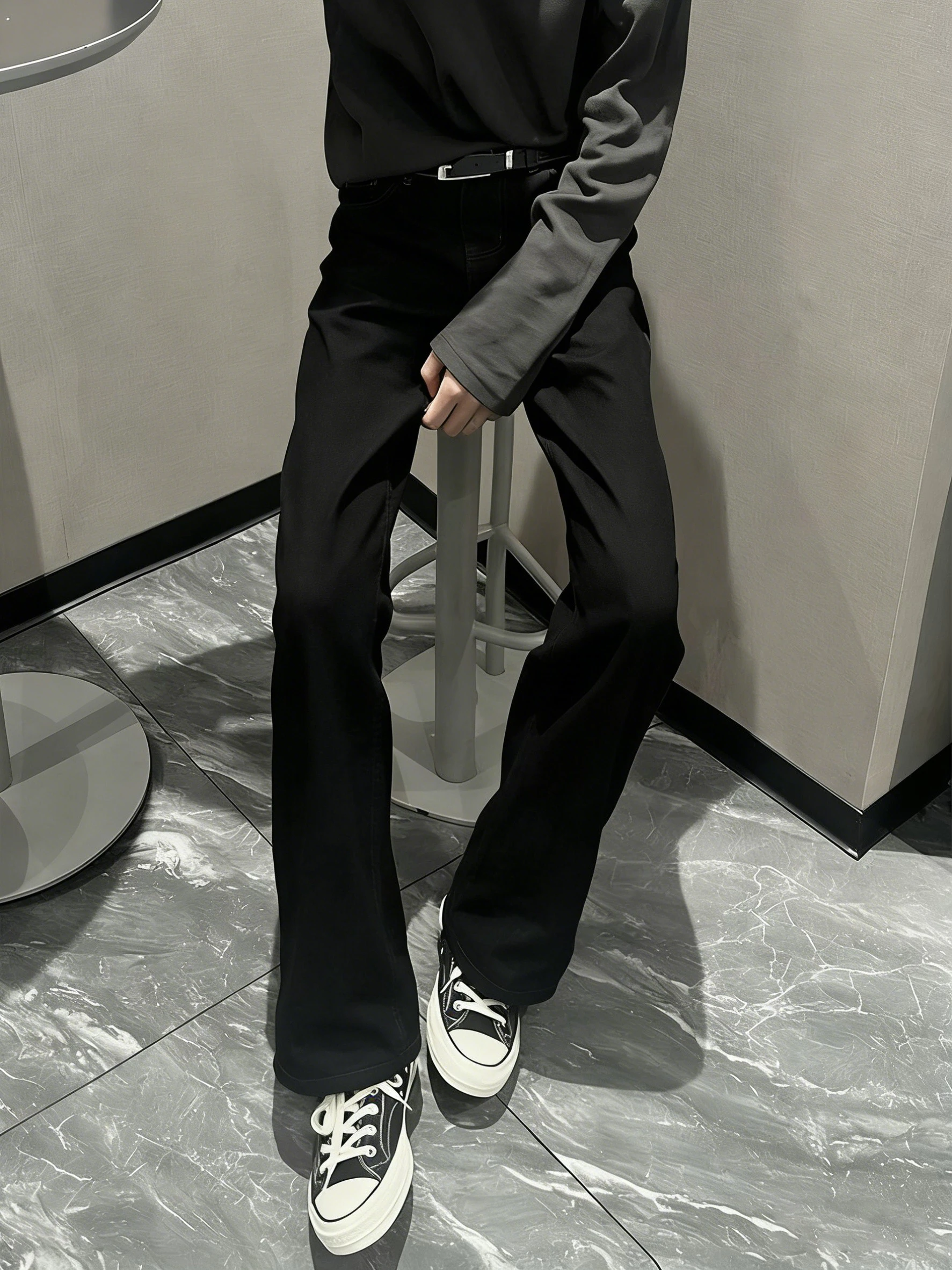 

Черные мужские джинсы прямого кроя Slim Fit в стиле High Street, с завышенной талией, износостойкие, повседневные