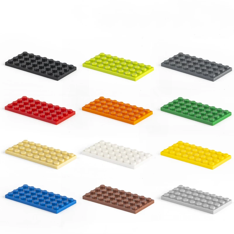 10Pcs/Lot Building Blocks 4×8 Dots Compatible 3035 Thin Part Plate Bricks Figures City DIY Kids Creative Assembly Toys Gift