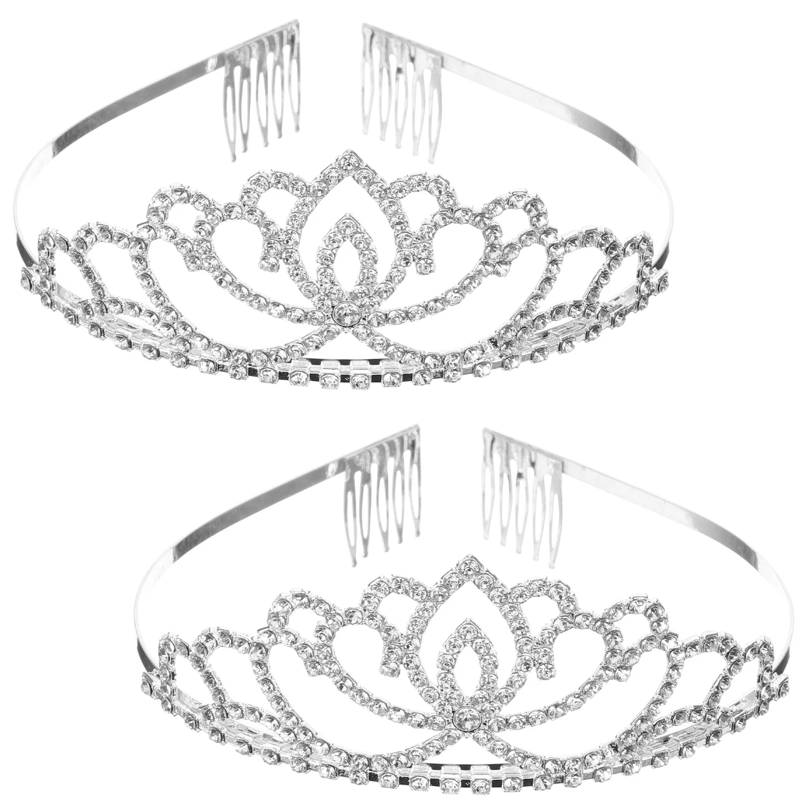 

2pcs Water Crown Headband Crystal Rhinestone Crown Headband Tiara For Wedding Bridal Party Prom Princess Event Decor