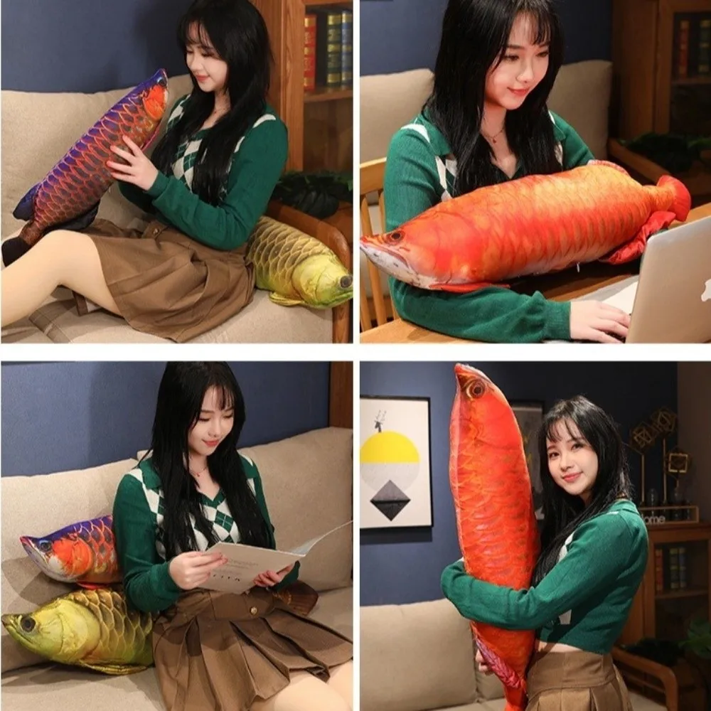 Gold Arowana Soft Arowana Cute Lifelike Fish Pillow Elongated Body Simulation Fish Collectible