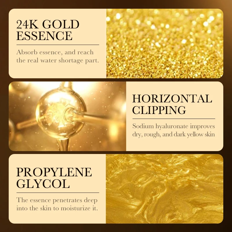ZOZU 24K Gold Hyaluronic Acid Moisturizing Repairing Essence Facial Serum Nourishing Aging Skin Brightening Anti Care Lifti S8I9