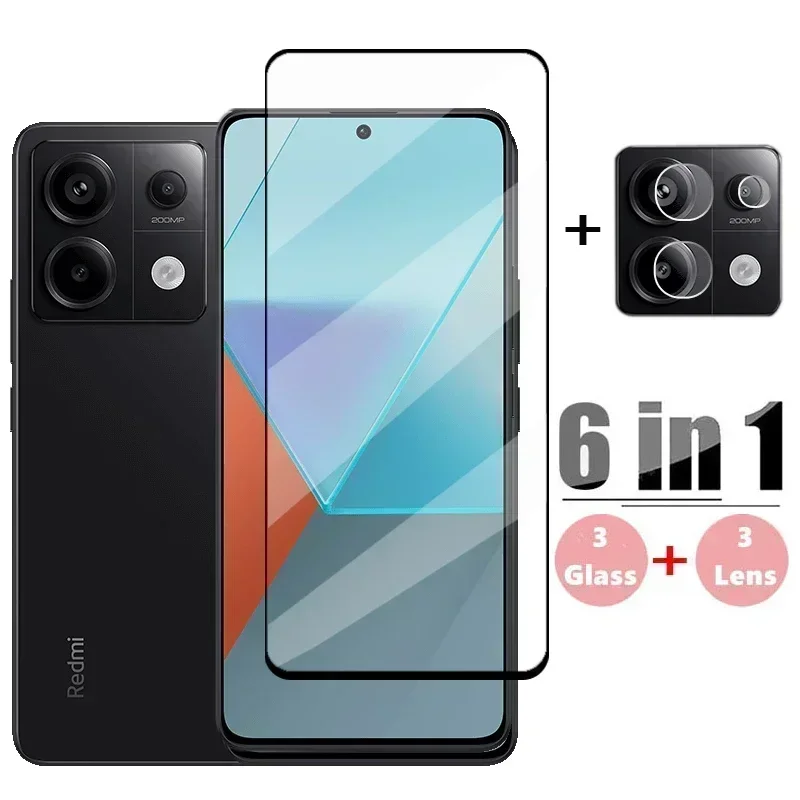 6in1 Glass For Redmi Note 13 Pro Full Cover Tempered Glass Redmi Note 13 Pro Screen Protector Phone Lens Film Redmi Note 13 Pro