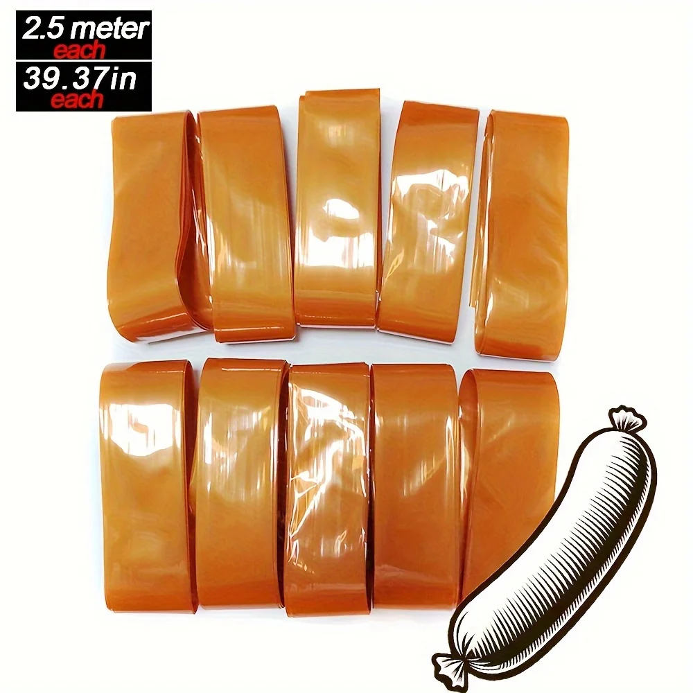 1-25 Meter Width 32mm Φ20mm Light Brown Plastic Sausage Casing Meat Packing Storage Fresh Casings BBQ Poultry Kitchen Tools