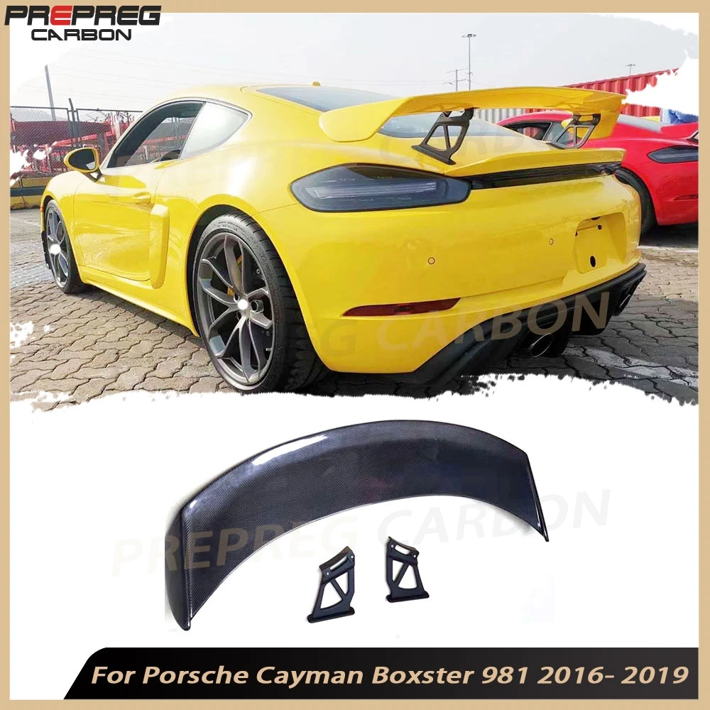 

Carbon Fiber Rear Trunk Spoiler Wings Car Accessories for Porsche Cayman Boxster 981 986 987 718 GT4 GT 2016-2019 Body Kits
