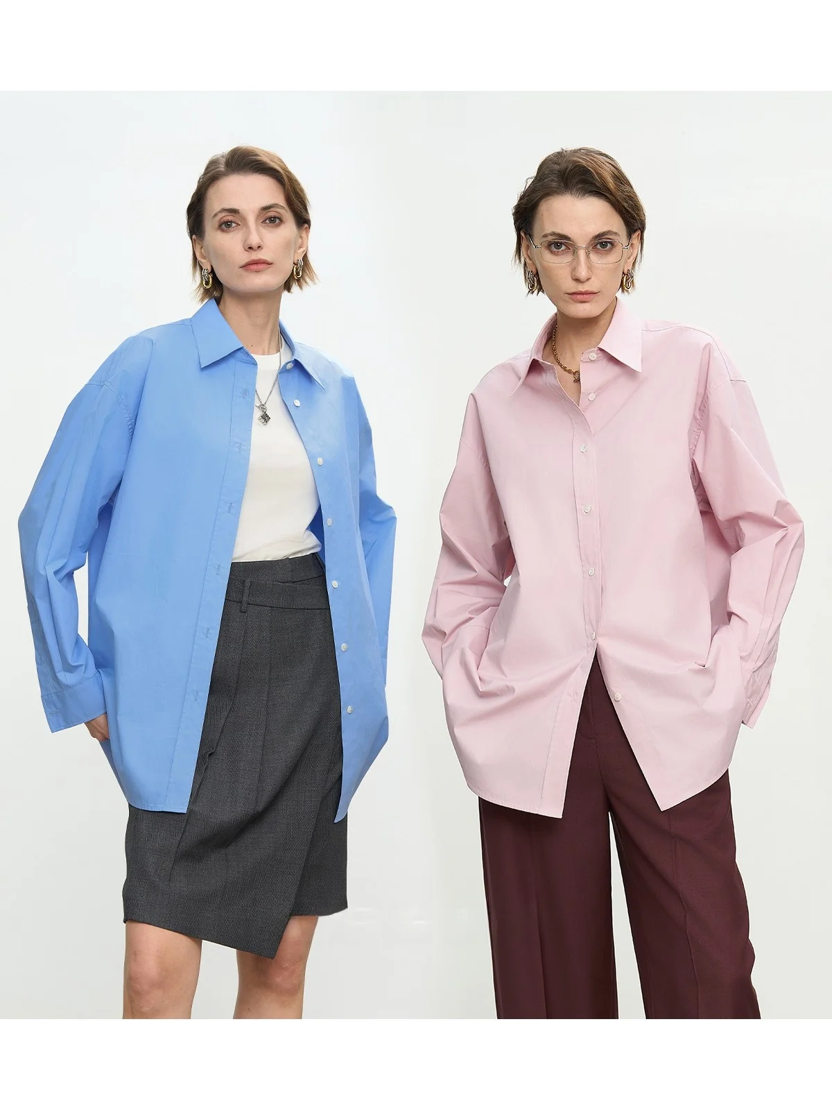 

CEMO Classic Sle Long Sve Cotton irt Women's Loose Fit Casual Wear Comfortable Breathable Pure Color Collar