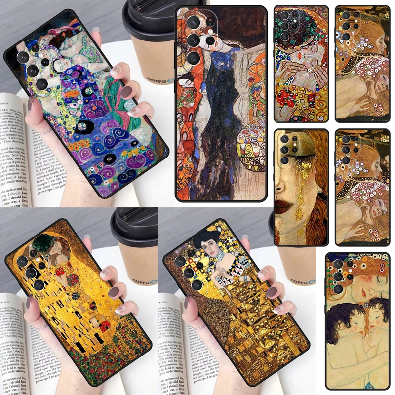 Gustav Klimt Kiss Art Cover For Samsung Galaxy S23 Ultra S22 S20 S21 FE S8 S9 S10 Plus Note 10 20 Ultra phone Case