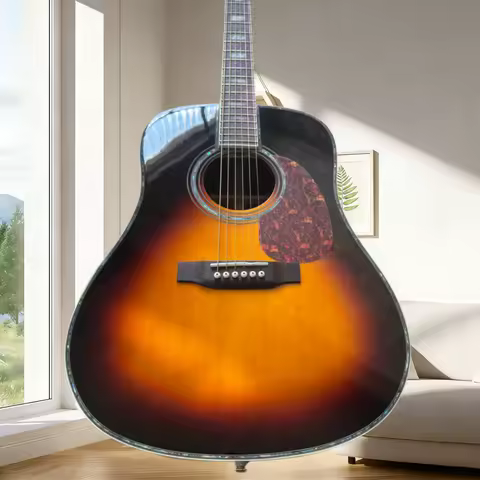41Inch Acoustic Guitar D45 Series Solid Top 6 String Rosewood Neck Picea Asperata Body Country Music Clear Timbre Free Shipping