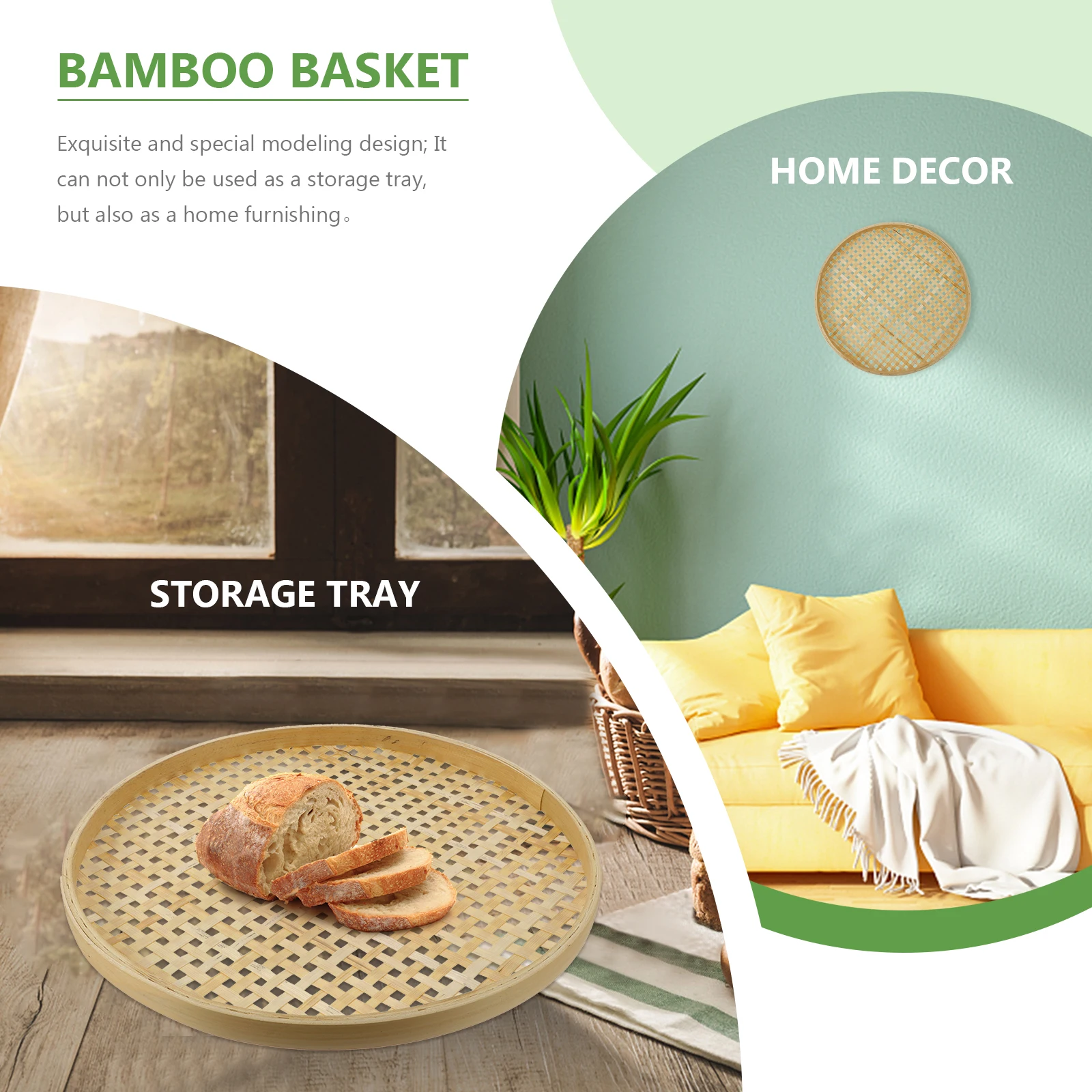 

Bamboo Woven Low Basket Strainer Colander Sieve Filter Kitchen Spider Food Storage Organizer Home Decor Snack