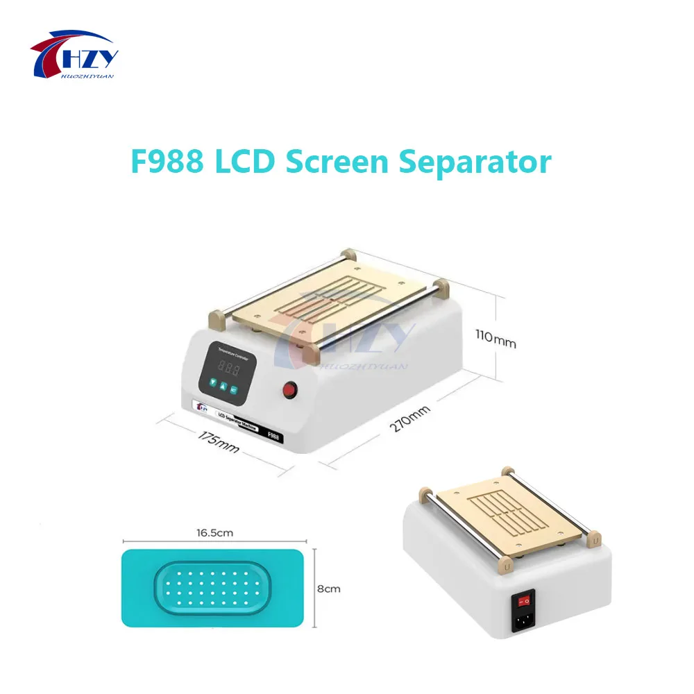 

Машина для разделения ЖК-экранов HZY F988 с регулировкой температуры 50~130°C ° Вакуумный насос C со встроенным насосом для ремонта телефонов с диагональю 8 дюймов