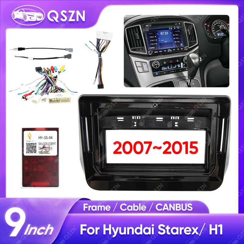 

QSZN 9 inch Car Radio Fascia For HYUNDAI H1 2007-2015 Stereo Audio Player Install Dash Panel Frame Kit UV Black