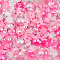 10g Mix Size Jelly Resin Flatback Rhinestone AB Pearl Beads For Nail Art DIY Cup Crafts Decor