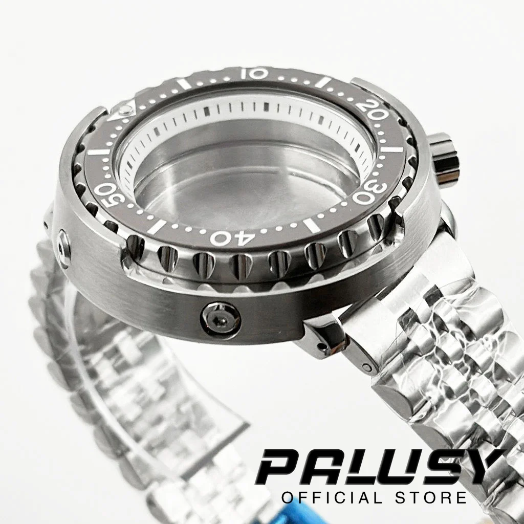 سوار من الفولاذ المقاوم للصدأ معدّل لعلبة الساعة ، حلقة فصل بيضاء ، سمك التونة الفضي ، مناسب لـ NH35 ، NH36 ، NH34 ، NH38 ، NH39 ، حركة NH70 ، 47