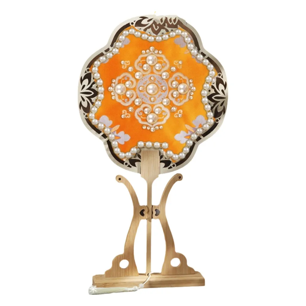 

Chinese Style Handheld Fan Vintage Handmade Ancient Style Fan with Tassel DIY Material Pack Embroidery Fan Photography Prop