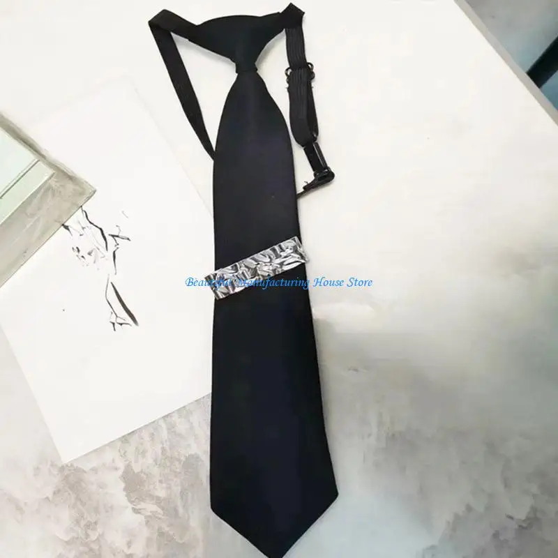 E56A Adjustable JK Tie with Pin Preepy Look School Uniform Bowtie Dark Necktie