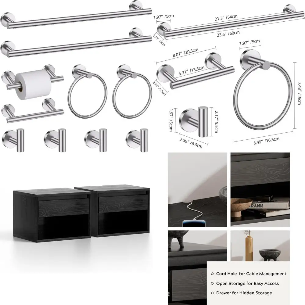 

Brushed Nickel Towel Bar Set with Upgraded Toilet Paper Holder, 23.6 Inch Towel Rack for Bathroom Hardware Accessories