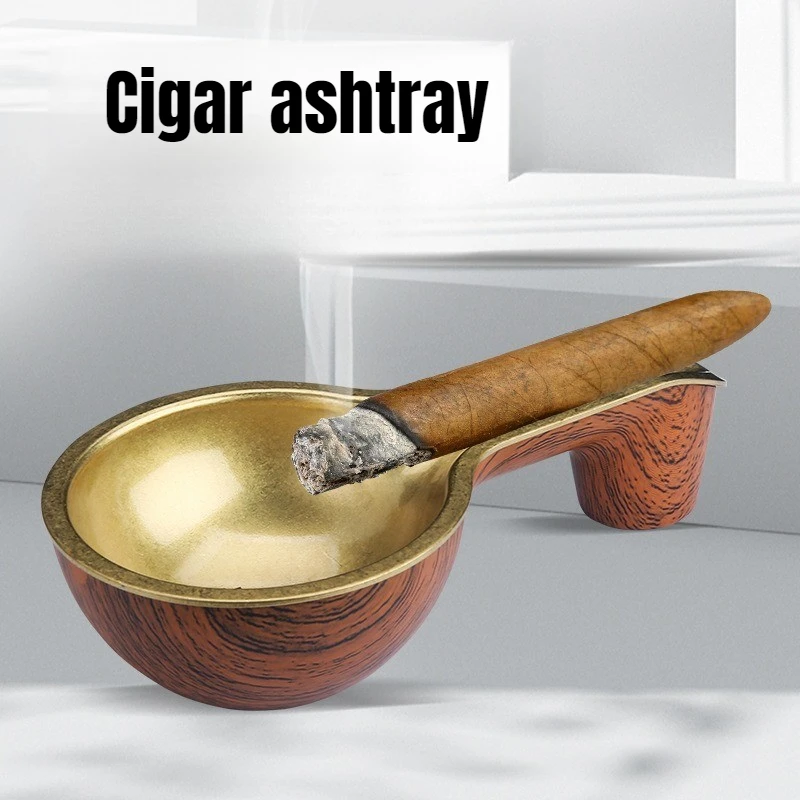 

HONEST Creative Personalized Retro Wood Grain Cigar Ashtray Bronze European and American Office Ornaments Gifts