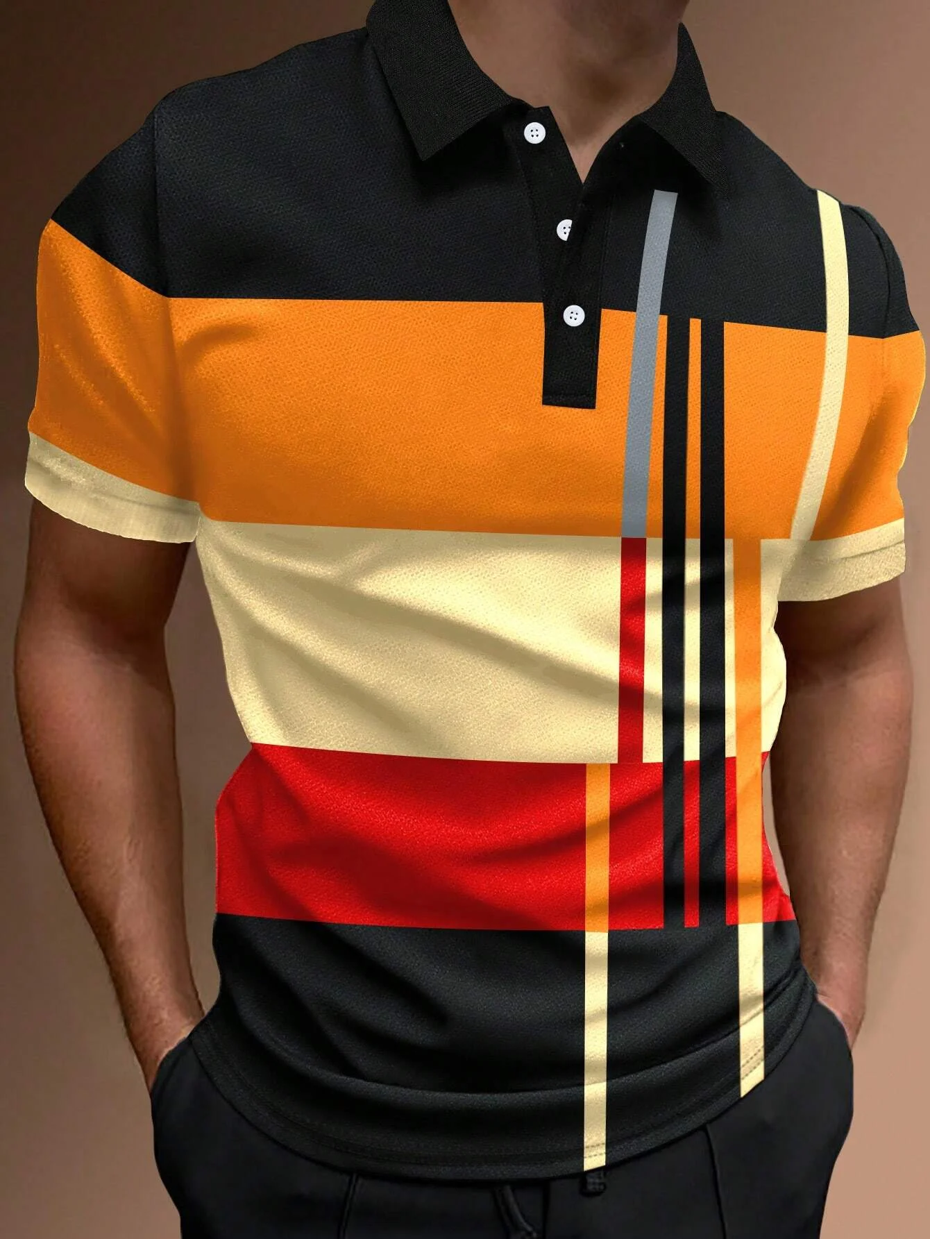 2024 Fashion Striped Print Polo Shirt Summer Men Vintage Clothing High Quality Casual Tops Tees Fashion Button Lapel Camiseta