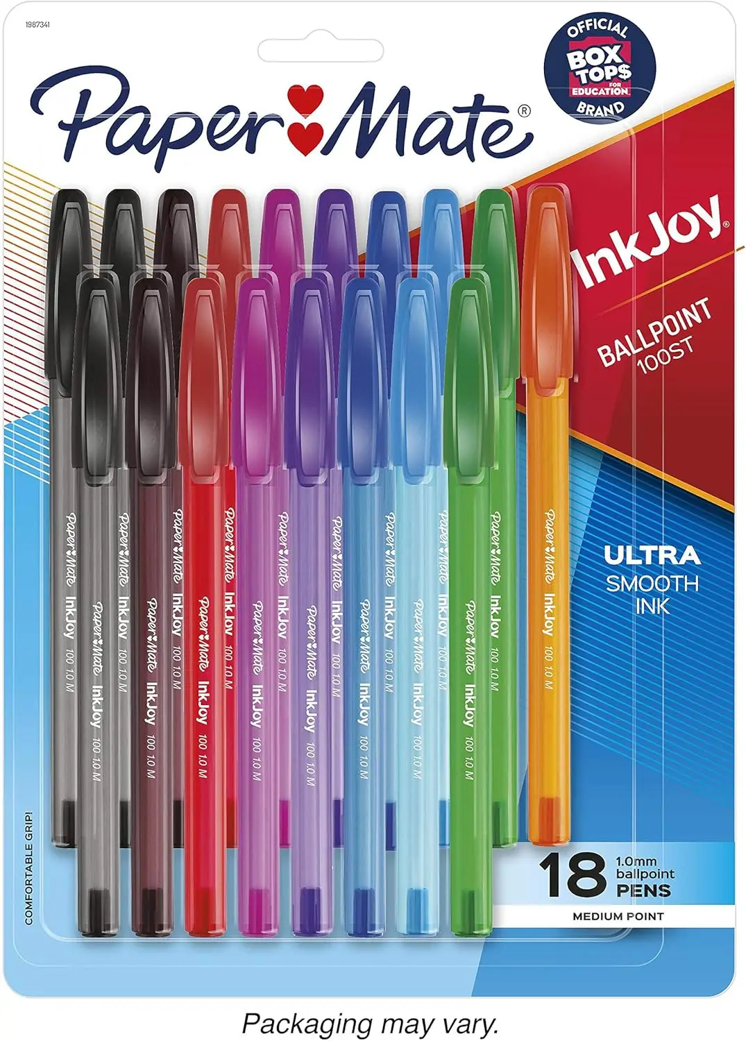 

Smooth Writing Ballpoint Pens, 1.0mm Medium Point, Assorted Colors, Pack of 18