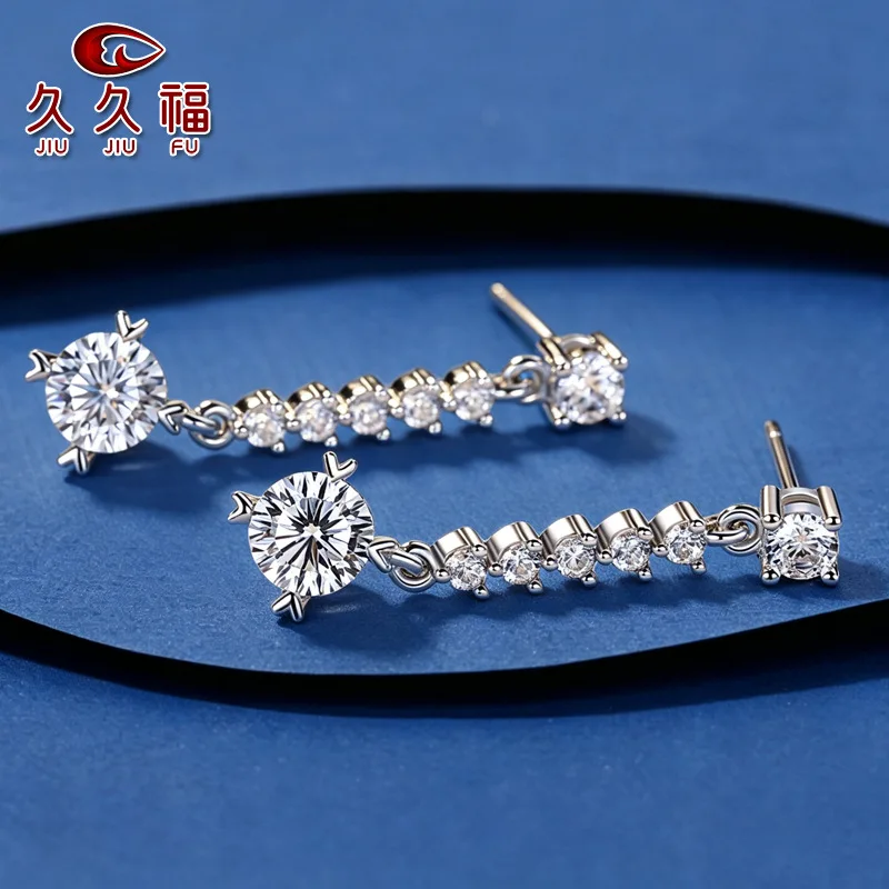 PT950 Platinum Fashion Long Heart Stud Earrings for Women, 0.5Carat Moissanite Durable High-quality Ear Accessory For Daily Wear