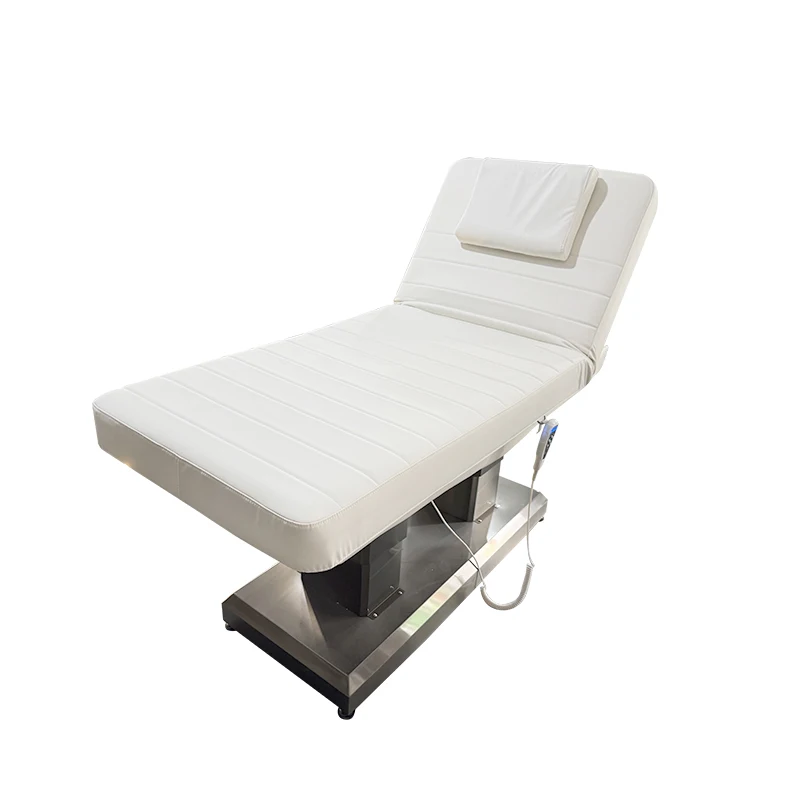 

Modern Beauty Salon Furniture Silver Stainless Steel Base Salon Massage Table Luxury 3 Motors Electric Facial Spa Bed for Sale