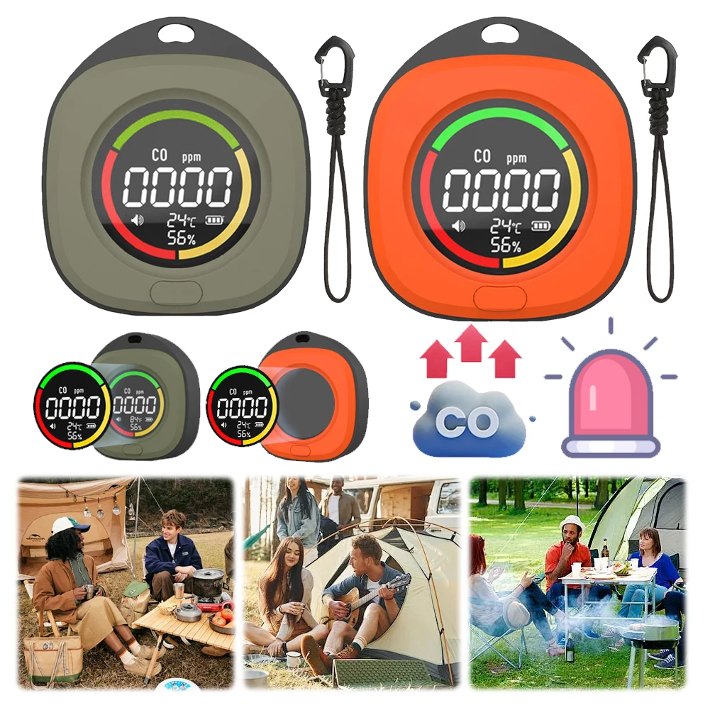 3 In 1 CO เครื่องตรวจจับอุณหภูมิความชื้นเซนเซอร์แม่เหล็กดูด CO อุณหภูมิความชื้นเครื่องตรวจจับ 1000mAh สําหรับในร่มกลางแจ้ง