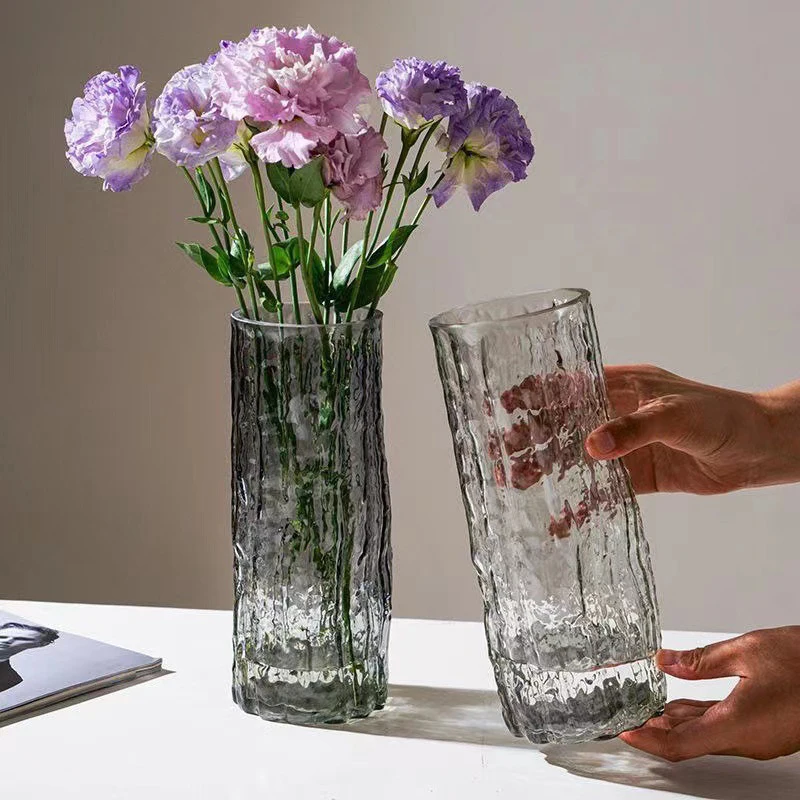 Vase Glacier Vase Glass Transparent Flower Arrangement Rose Flower Living Room Dining Table Decoration Bottle