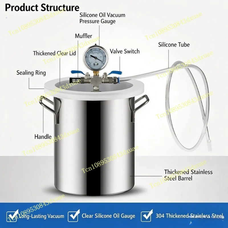 Vacuum Degassing Chamber Vacuum Defoaming Machine for Resin Silicone AB Glue Epoxy Mold Making Bubble Remover