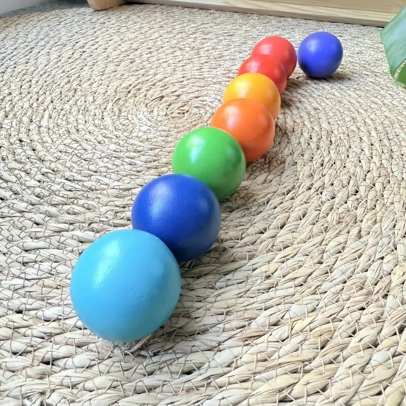 1-10Pcs 4.5cm Wooden Ball Colored Solid Wood Ball Solid Wooden Ball DIY Handmade Material Young Children Color Recognition Ball