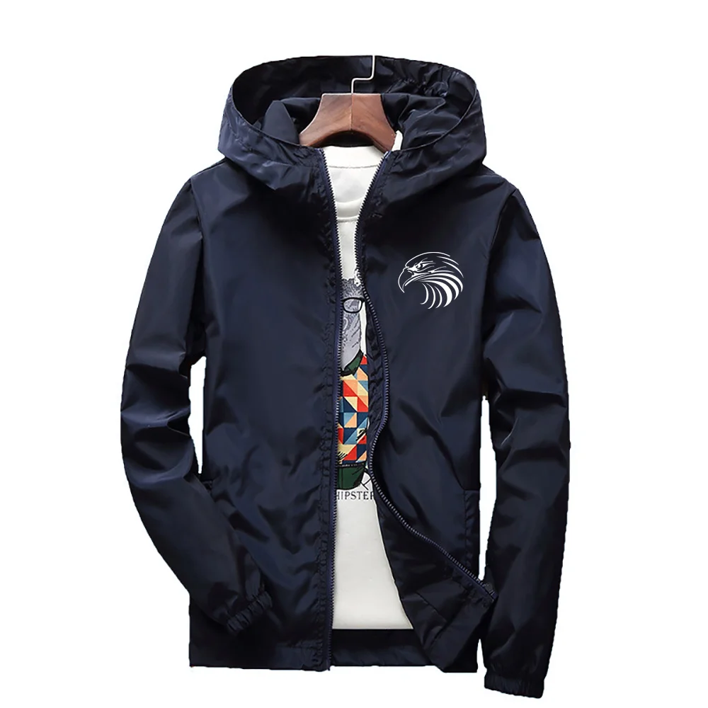 Casual Men Spring Outdoor Jacket Autumn Unisex Plus Size Thin Zipper Windbreaker Fashion Color Coat Solid Trend Hooded Sport