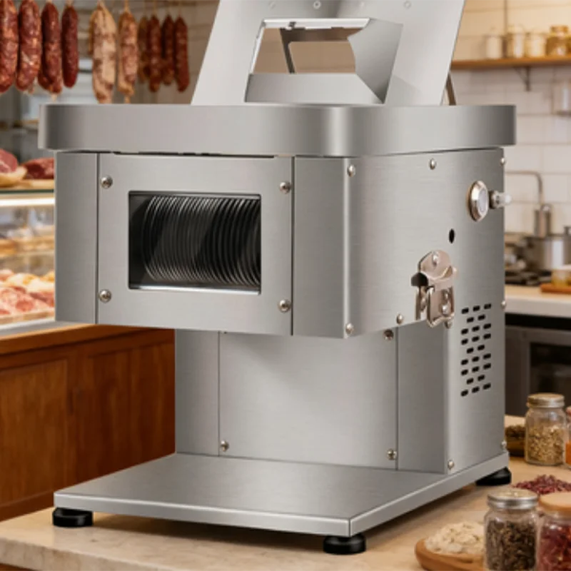Lightweight 25KG Meat Cutter Machine Large Feed Inlet Easy Feeding   Uniform Cutting Slicer
