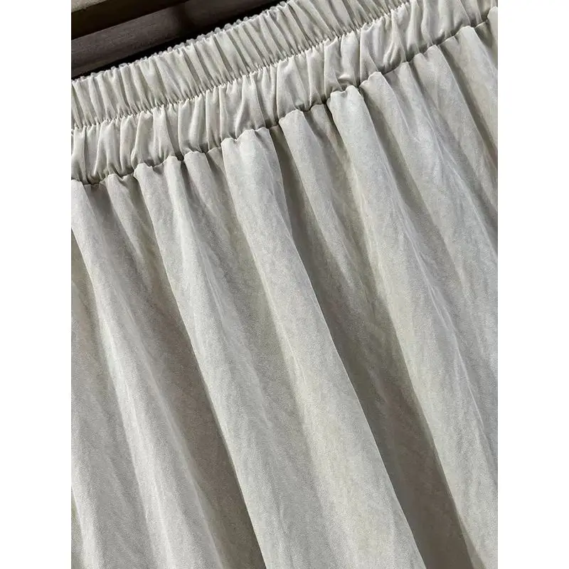 Women's A-Line Midi Skirt Spring 2025 Commute Style High Waist Long Skirt Gentle Forest System Wood Grain  Splicing Drape...