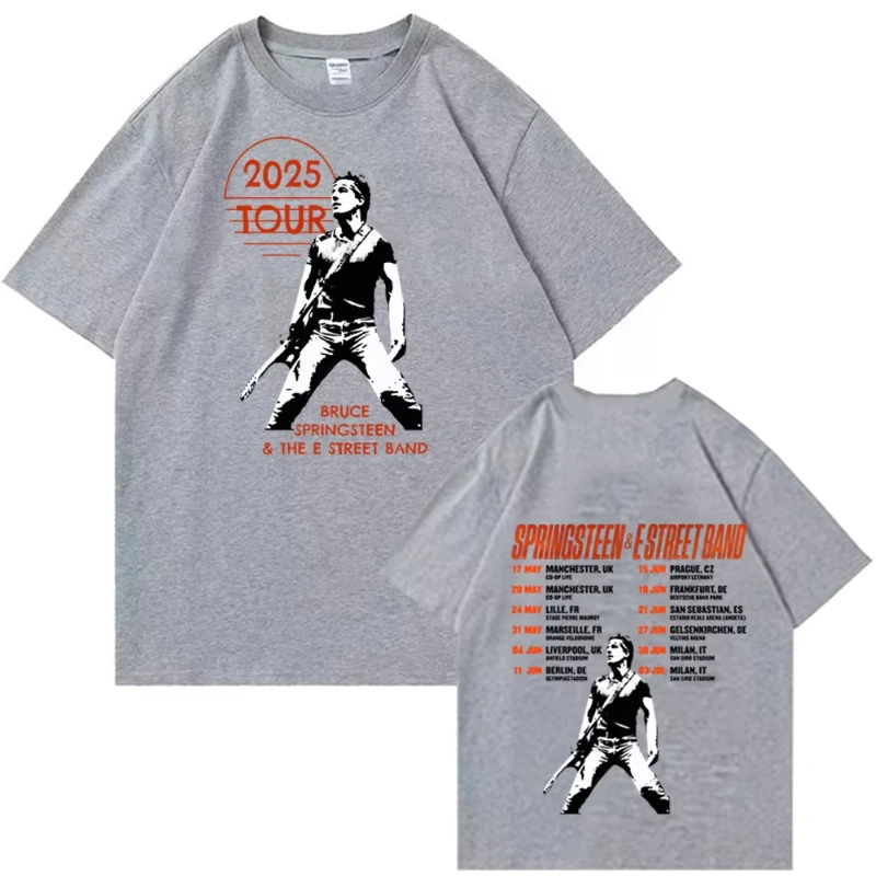 เสื้อยืด Bruce Springsteen และ E Street Tour ฤดูร้อน 2025 สำหรับผู้ชาย ผ้าฝ้ายแท้ สไตล์ลำลอง ฮิปฮอป ฮาราจูกุ คอกลม ทรงหลวม เสื้อผ้าลำลอง ของขวัญ