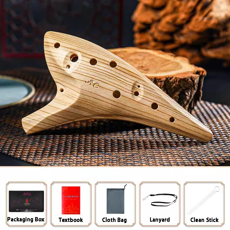 Resin Ocarina 12 Hole AC Tuning Beginners Wood Grain Ocarinas Professional Alto Tone C Ocarina Music Instruments for Children